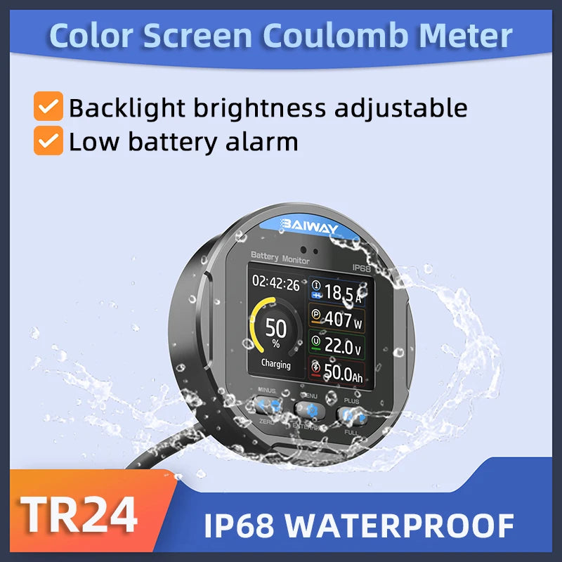 TR24 IP68 Waterproof Battery Capacity Tester | Coulomb Meter LCD Battery Capacity Tester QXL