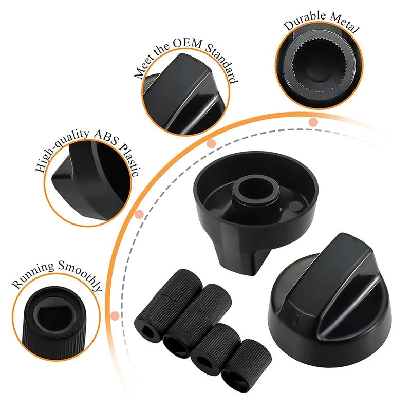 4-Pack Universal Gas Stove Control Knobs | Oven & Hob Fit Stove Replacement Knobs QXL