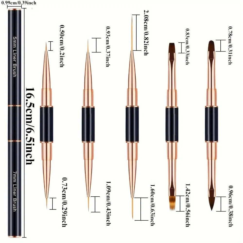 5-Piece Nail Art Brush Set | Liner, Detail & 3D Design Pens Nail Art Brush Set QXL