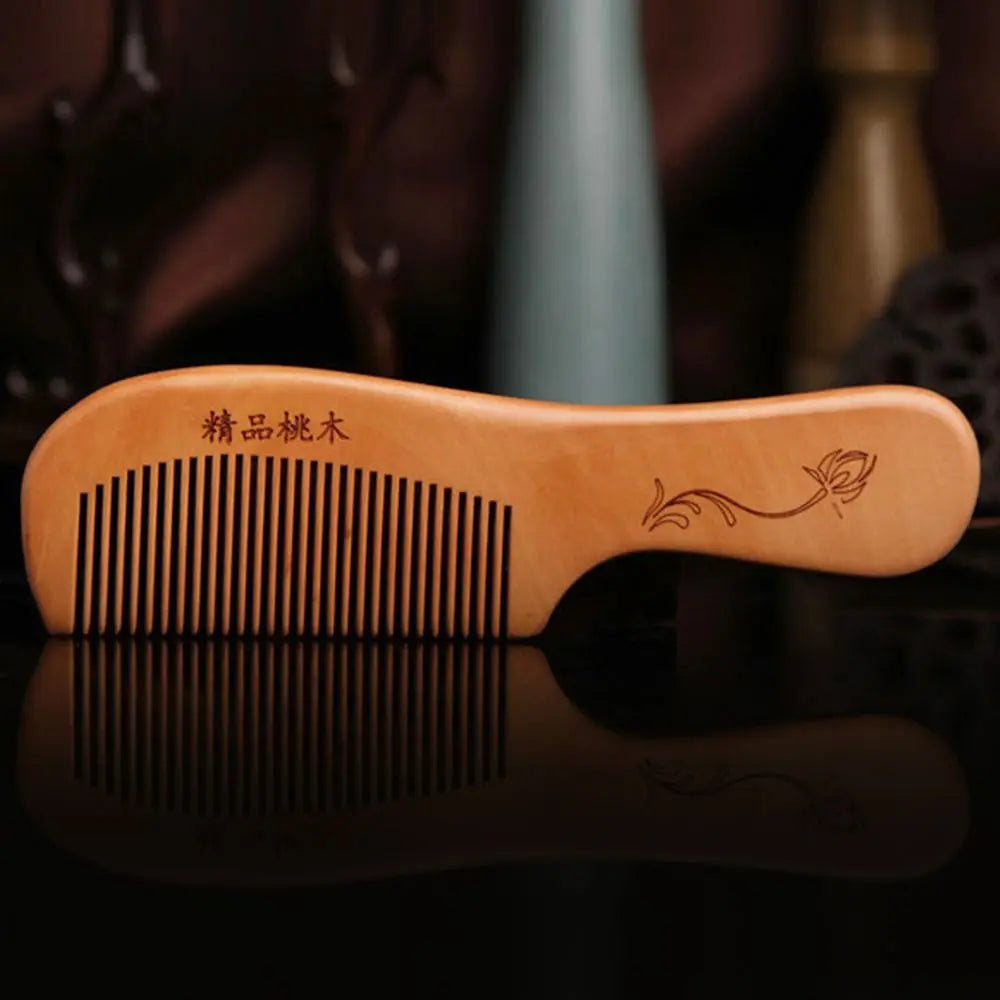 2-Pack Peach Wood Comb | Anti-Static Fine Tooth Hair & Beard Wood Hair Comb QXL -1