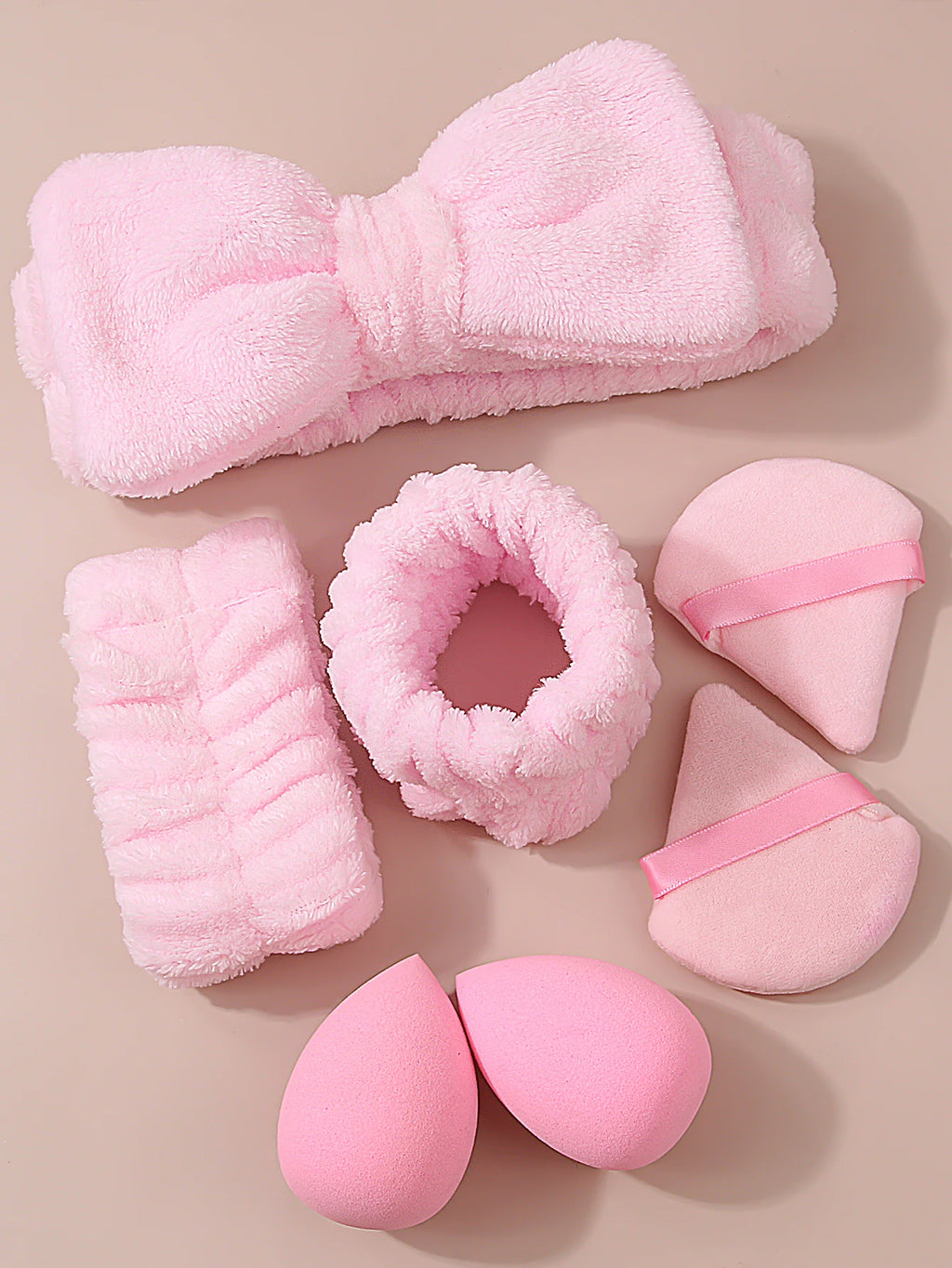 17-Pc Pink Makeup Brush Set with Sponge Puff & Wrist Strap Makeup Brush Set QXL