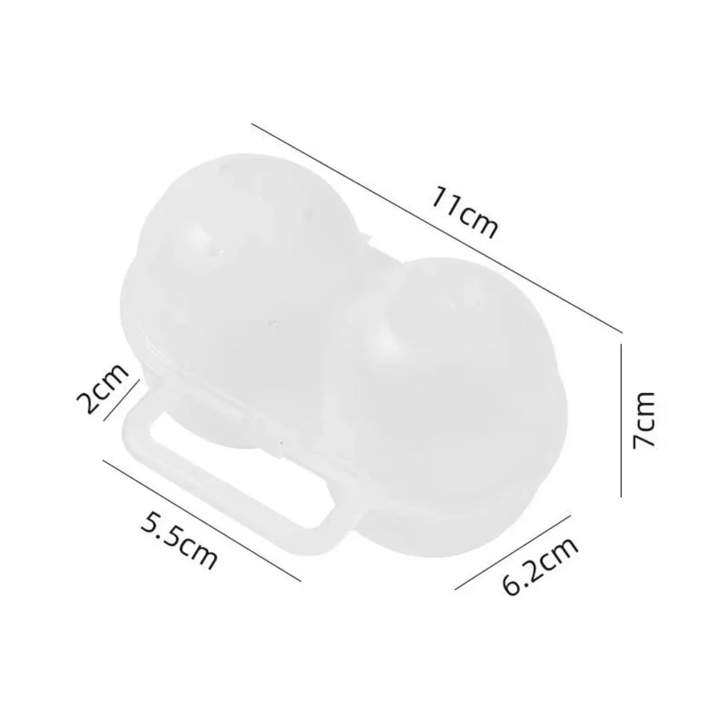 2-Cell Portable Plastic Egg Carrier Box | Shock-Absorbing Tray Egg Storage Box QXL B402 -Clear