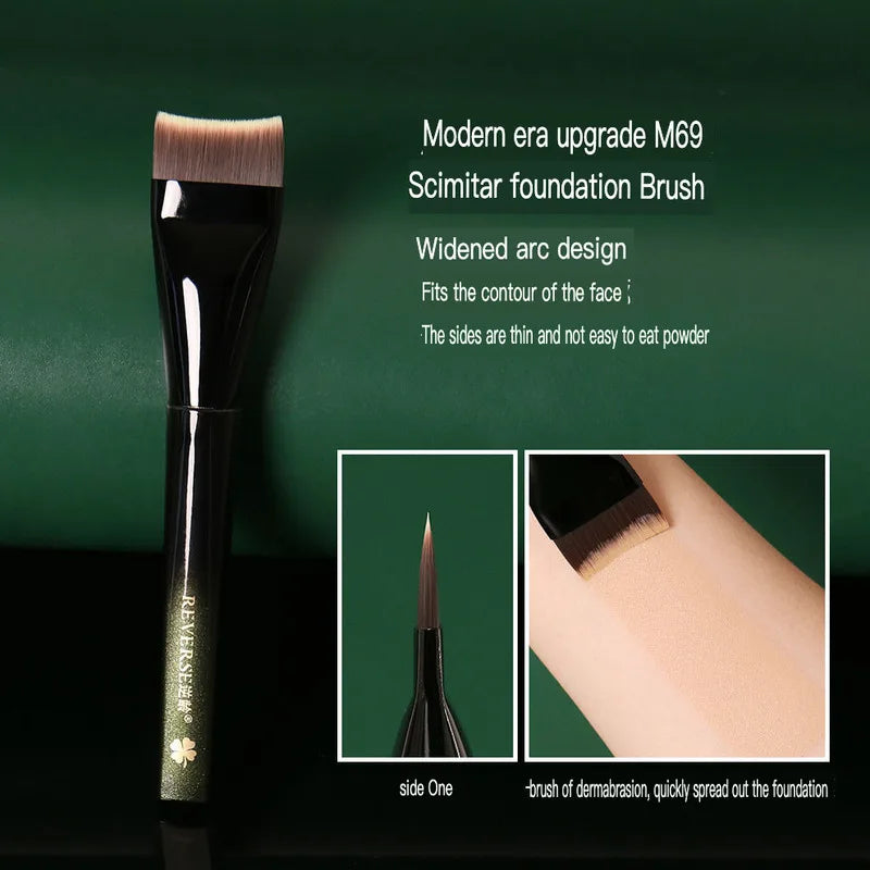 M69 Curved Knife Foundation Brush | Flat Tip Makeup Tool Foundation Makeup Brush QXL