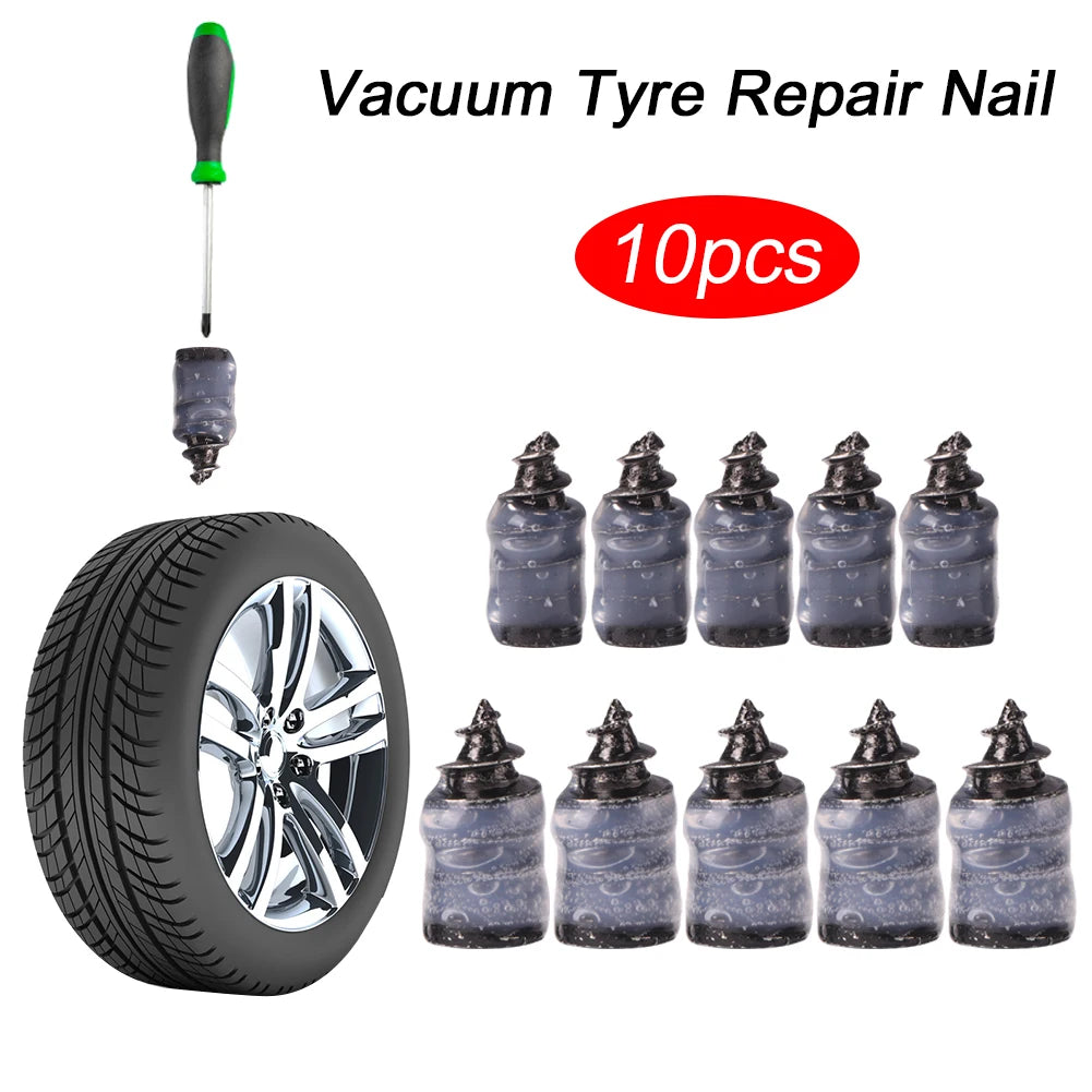 10-Pack Tubeless Tire Repair Nail Kit | Car Bike Motorcycle Tire Repair Kit QXL