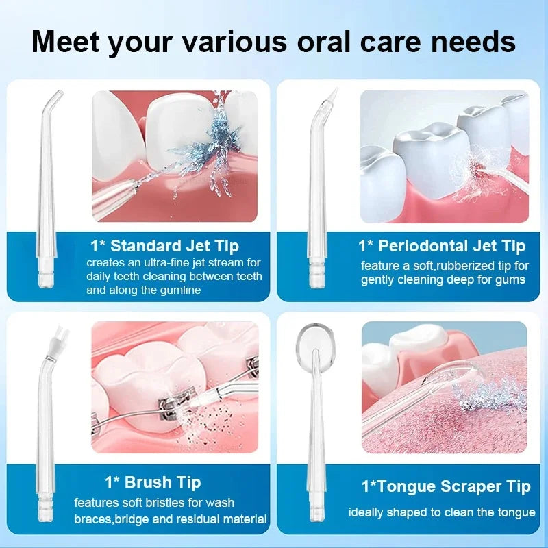 Portable Electric Water Flosser | 3 Modes, 4 Nozzles, USB Rechargeable Electric Water Flosser QXL