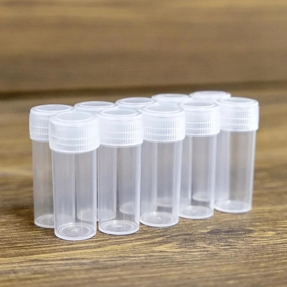 5ml Plastic Mini Sample Vials Leak-Proof Caps | 20/100/200 Pack Mini Sample Vials QXL Clear 5ml 20pcs
