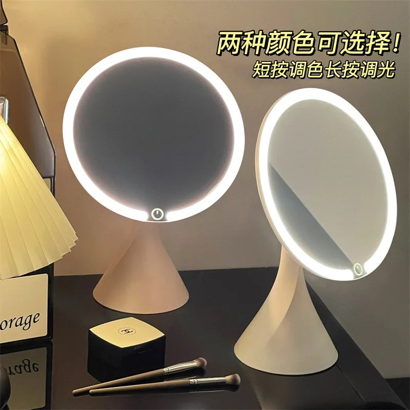 LED Vanity Mirror – Smart Tricolor Lighting Desktop Makeup Mirror LED Vanity Mirror QXL