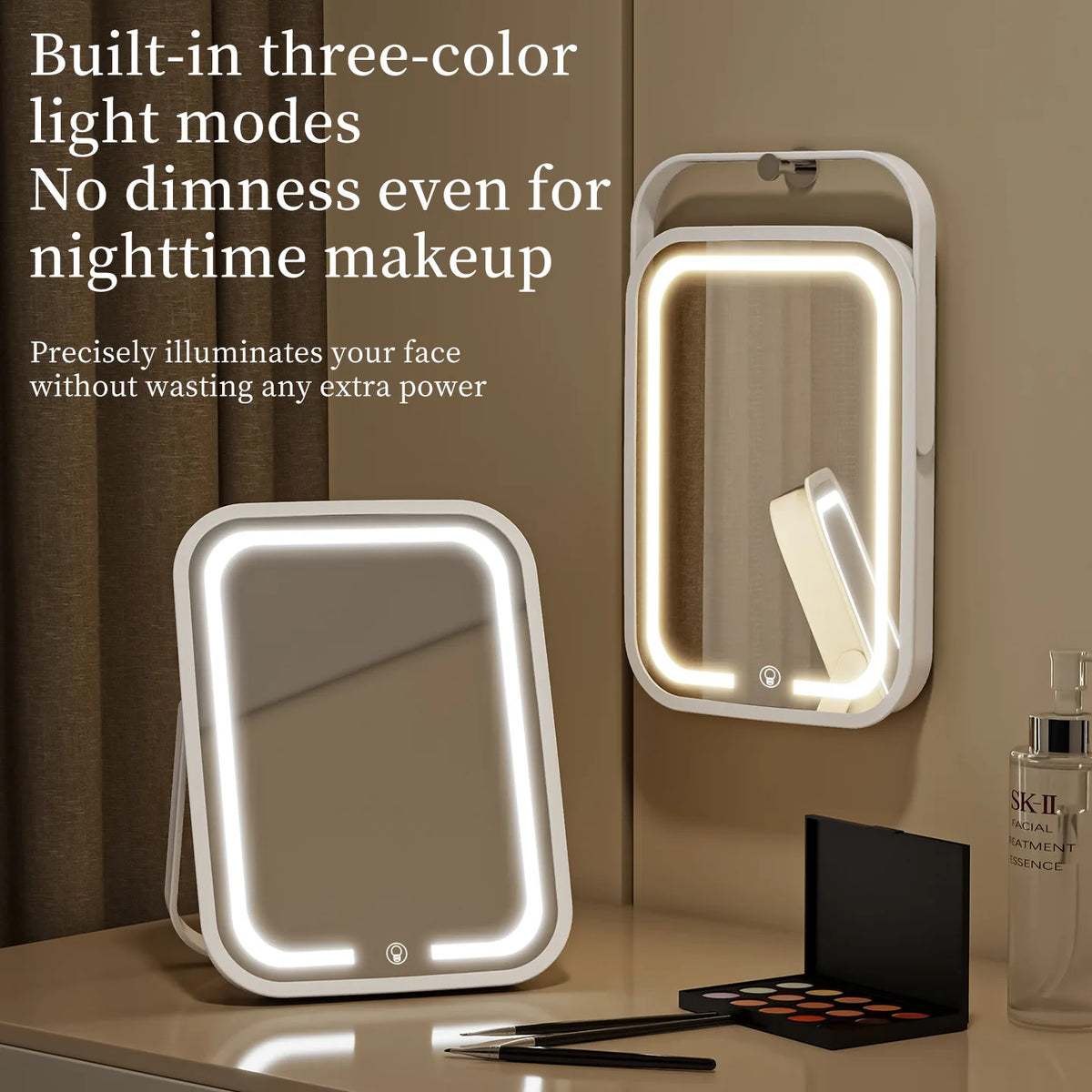 Portable LED Vanity Mirror Dimmable Touch Screen | Travel Mirror LED Makeup Mirror QXL