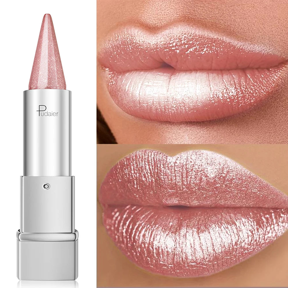 Sparkle Pearlescent Waterproof Lipstick | 24H Long-Lasting Shimmer Lipstick QXL 18