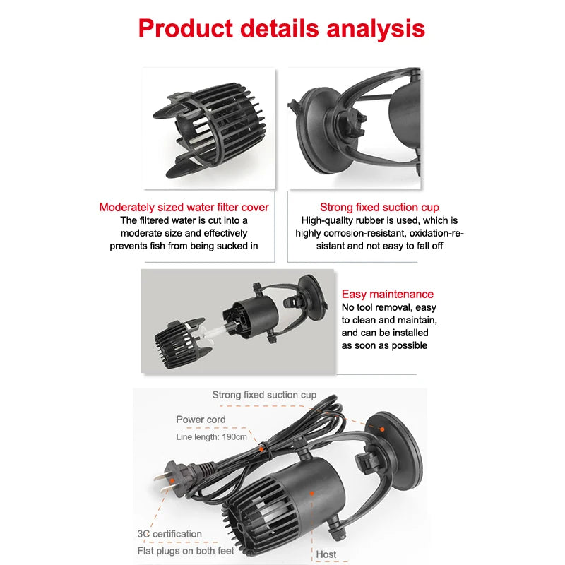 3W Aquarium Wavemaker Pump – Submersible Water Circulation Aquarium Wavemaker Pump QXL