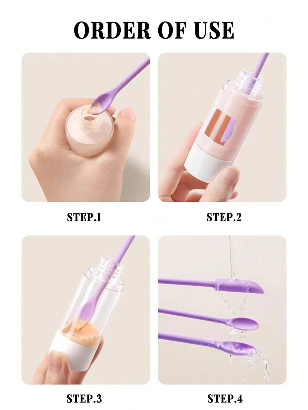 3-Pack Double-Headed Silicone Bottle & Jar Makeup Scraper Makeup Scraper Tool QXL