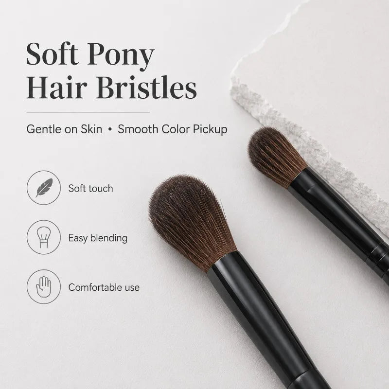 Pony Hair Makeup Brush Set – Eyeshadow, Contour & Highlight Makeup Brush Set QXL