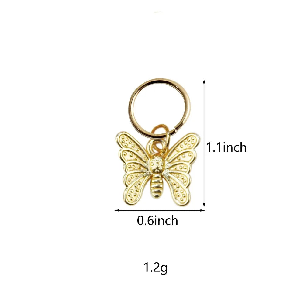 10-Pack Gold Butterfly Dreadlock Beads & Hair Rings for Braids Dreadlock Hair Beads QXL