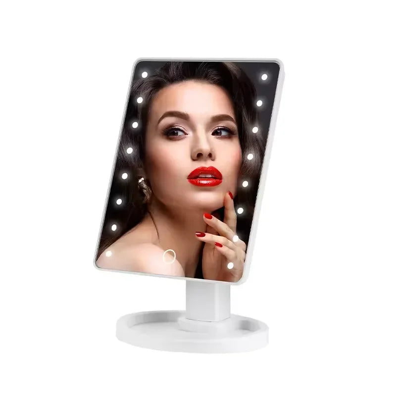 Square LED Vanity Makeup Mirror with Organizer Stand Lighted Vanity Mirror QXL
