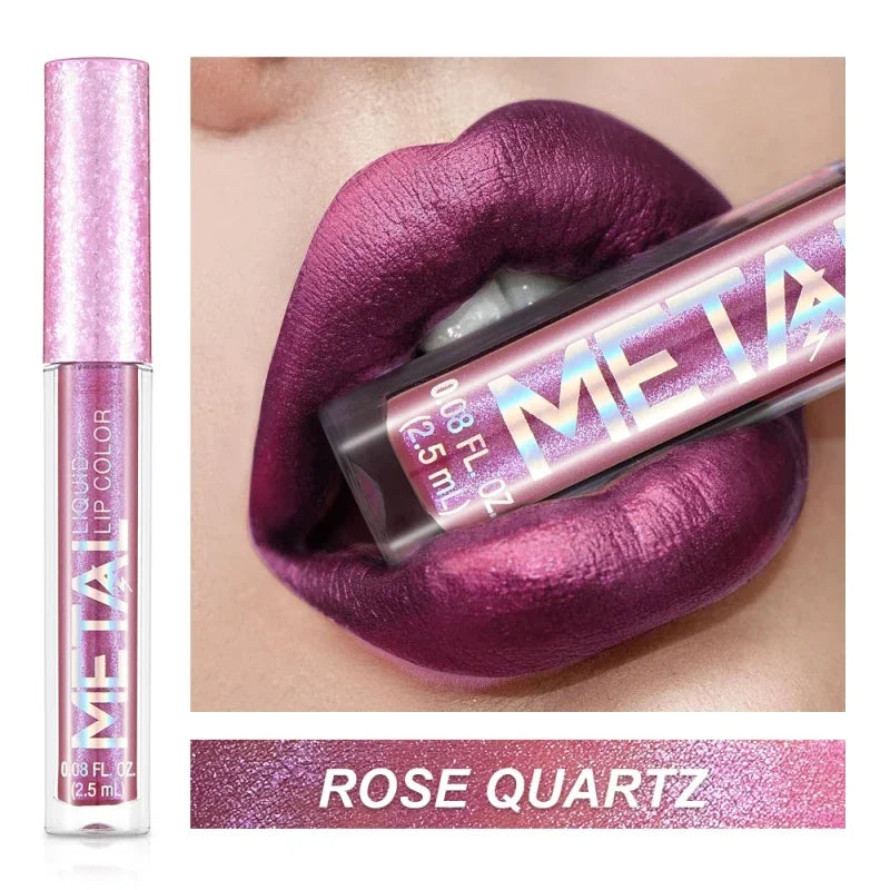 Glitter Metallic Liquid Lip Gloss | Waterproof Shimmer Tint Liquid Lip Gloss QXL 01