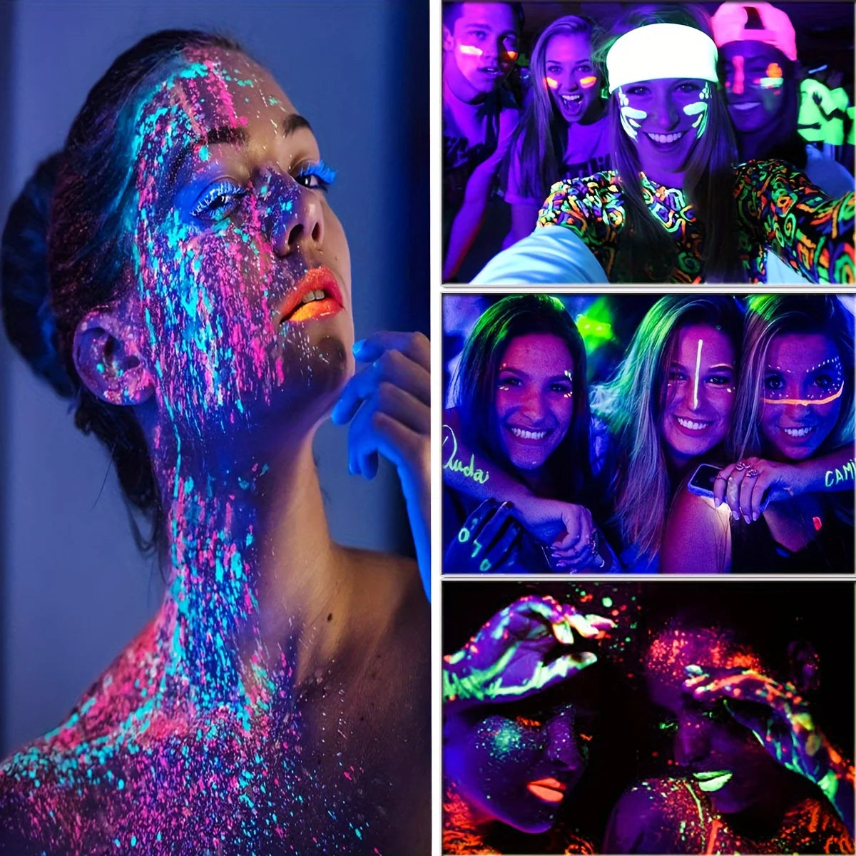6-Color UV Glow Face & Body Paint | Neon Blacklight Makeup Neon Body Paint QXL