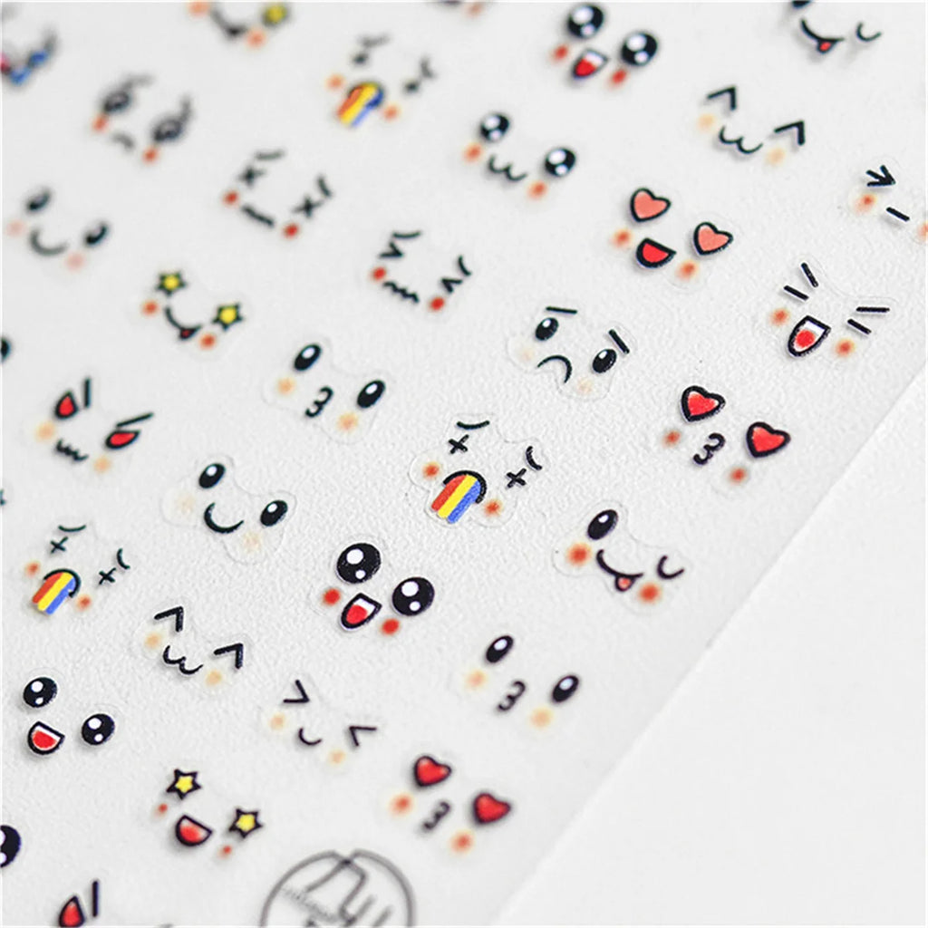5D Kawaii Smile Nail Art Stickers | Self-Adhesive Decals Nail Art Stickers QXL