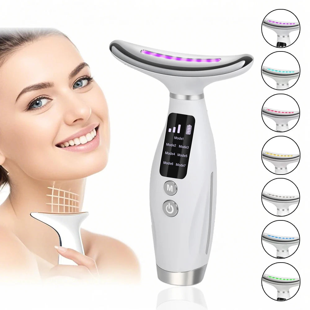 EMS Micro-current 7-Color LED Facial Massager | Face & Neck LED Facial Massager QXL