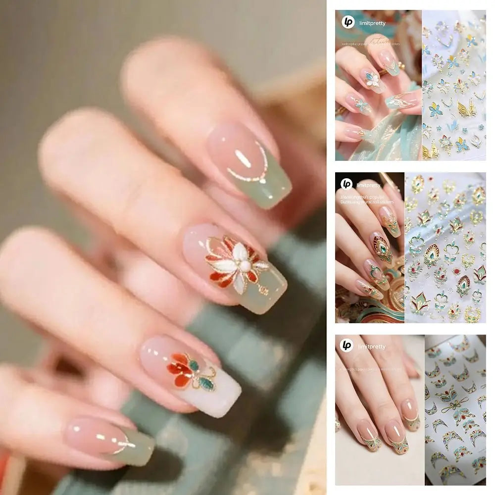 5D Baroque Gemstone Nail Stickers | Luxury Palace Nail Decals Nail Art Stickers QXL