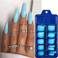 100-Pack Coffin False Nail Tips | Long Ballerina Full Cover False Nail Tips QXL blue