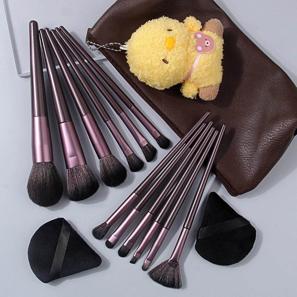 16-Pc Professional Makeup Brush Set with Bag & Charm Makeup Brush Set QXL