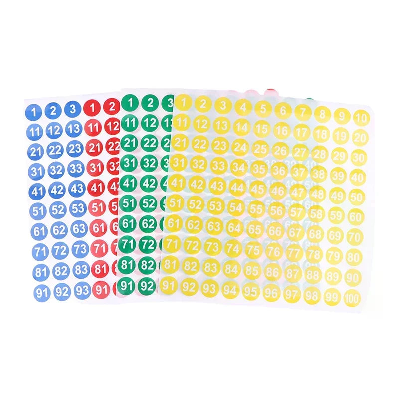 5-Sheet Number Stickers 1–100 | Labels for Crafts & Storage Number Label Stickers QXL
