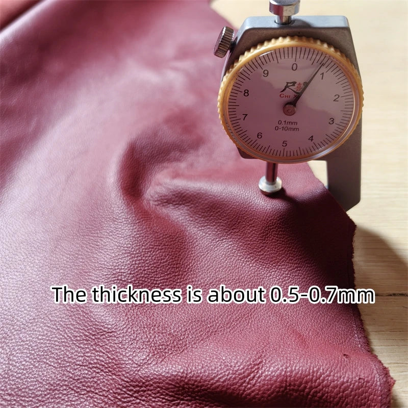 Wine Red Sheepskin Leather Fabric 0.5–0.7mm | DIY Garment Leather Craft Fabric QXL