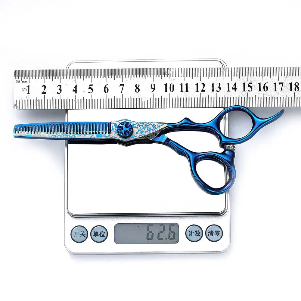 6-Inch Blue Barber Shears | Thinning & Trimming Scissors Kit Barber Shears Kit QXL