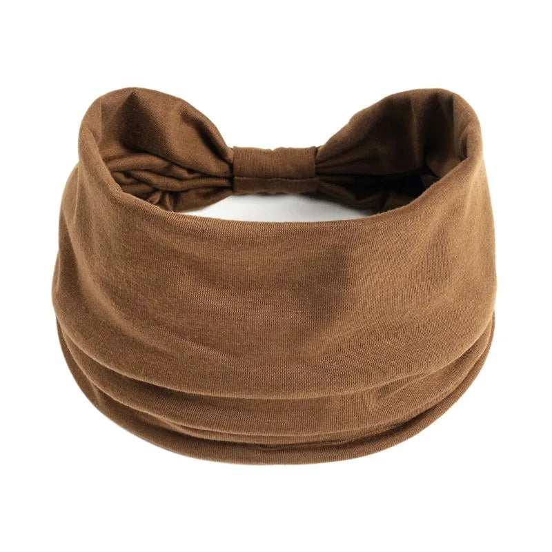 Boho Wide Knot Turban Headband – Elastic Headwrap for Women Turban Headband QXL