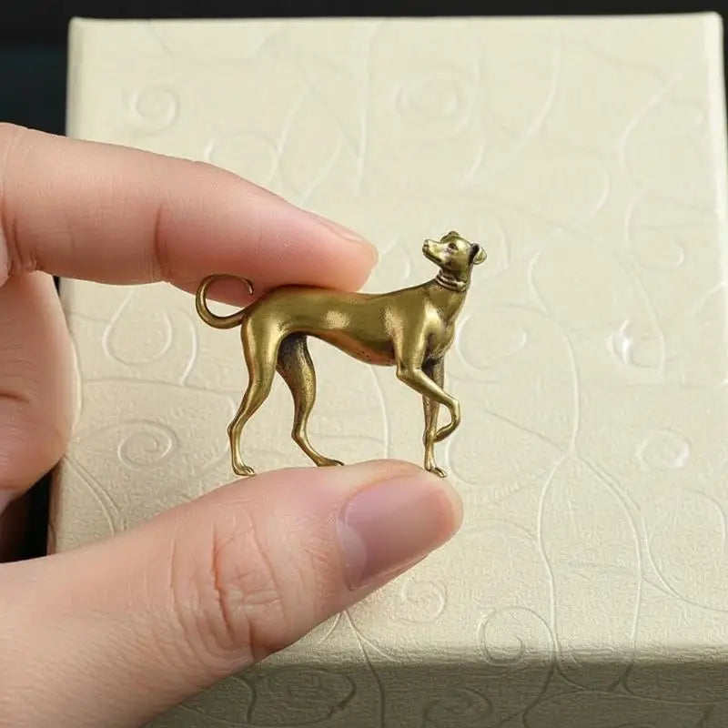 Solid Brass Dog Sculpture | Vintage Copper Miniature Figurine Decorative Figurine QXL