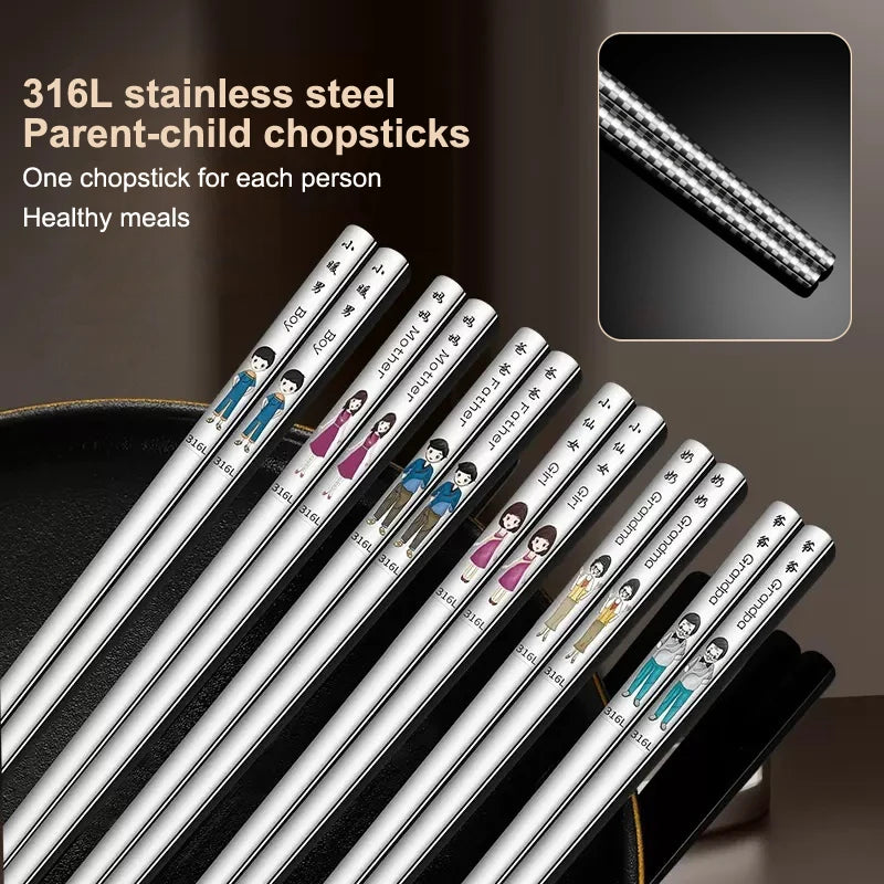316 Stainless Steel Anti-Slip Chopsticks | Dishwasher Safe Stainless Steel Chopsticks QXL