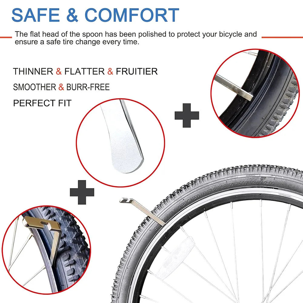 Stainless Steel Bike Tyre Levers | 3 & 5 Piece Repair Set Bike Tyre Levers QXL