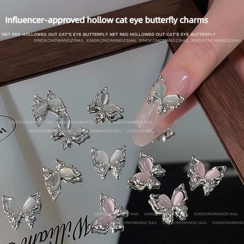 3D Butterfly Hollow Alloy Nail Charms | Luxury Nail Jewels 2pc Nail Art Charm QXL
