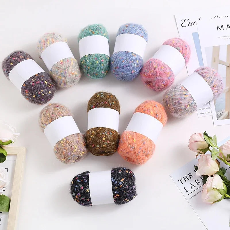 50g Colorful Dotted Mohair Yarn | DIY Knitting & Crochet Thread Craft Knitting Yarn QXL