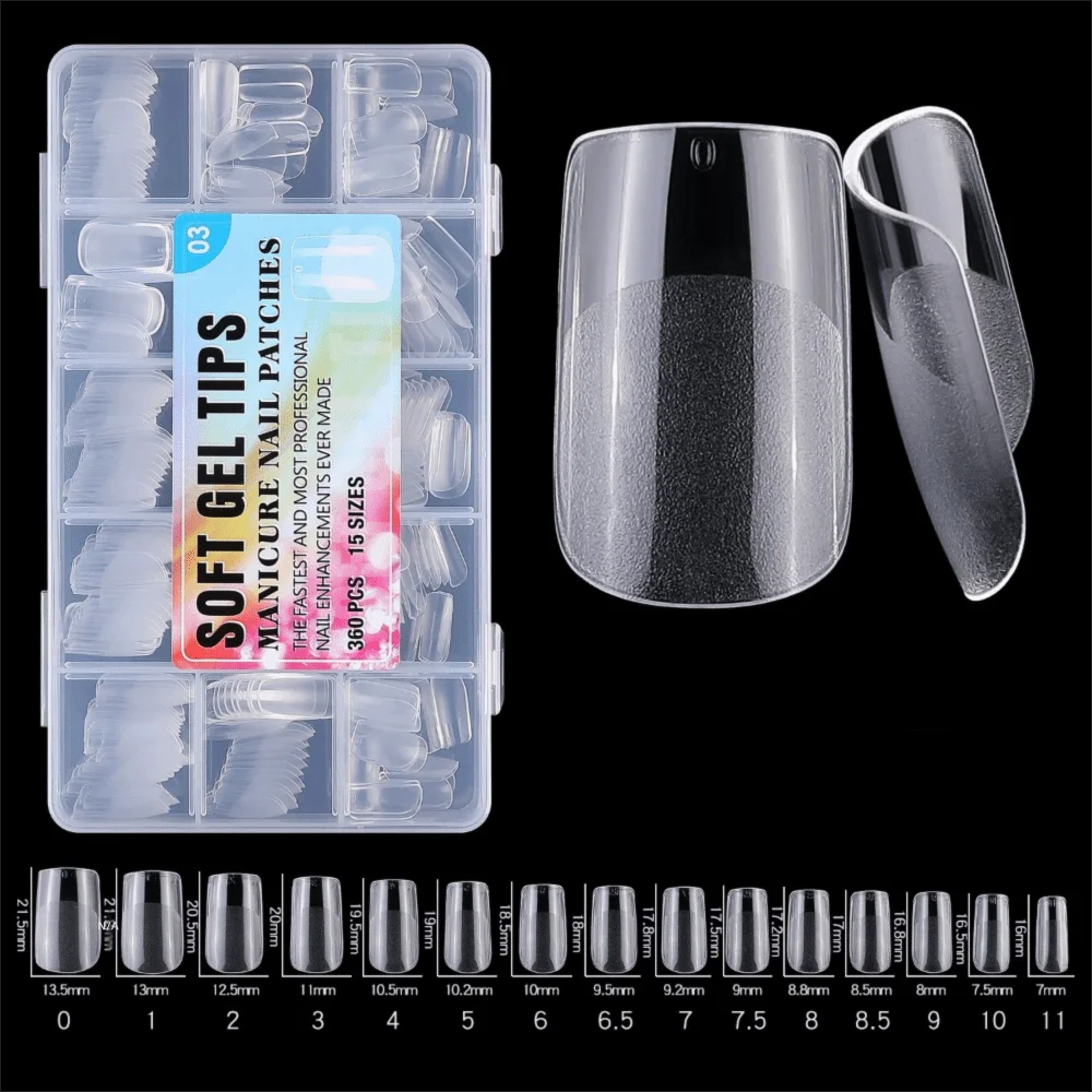 360-Pc Dual Nail Forms | Almond Oval Coffin Square Full Cover Dual Nail Forms QXL -3