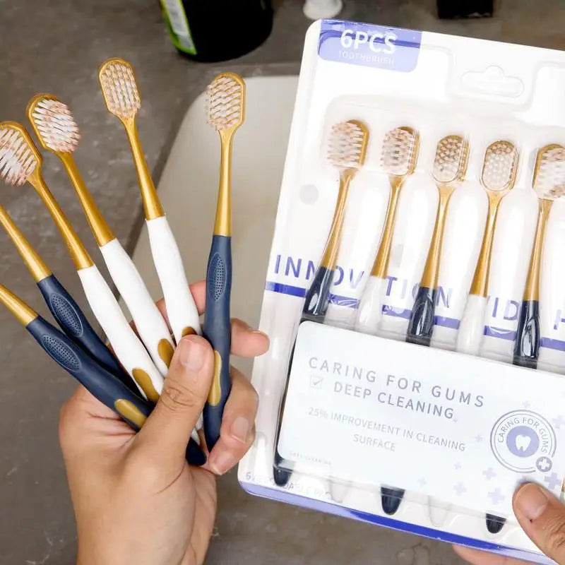 AACAR Soft Bristle Toothbrush | W-Shape Deep Clean 1 or 6 Pack Manual Toothbrush Set QXL