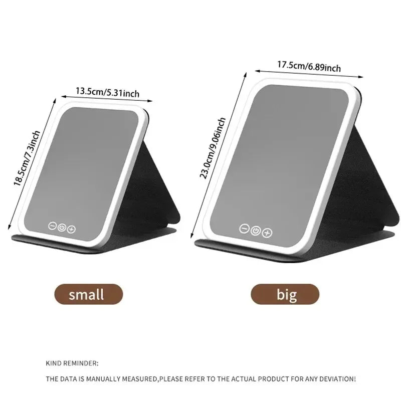 Foldable LED Makeup Mirror | 3-Color Light, Rechargeable LED Vanity Mirror QXL
