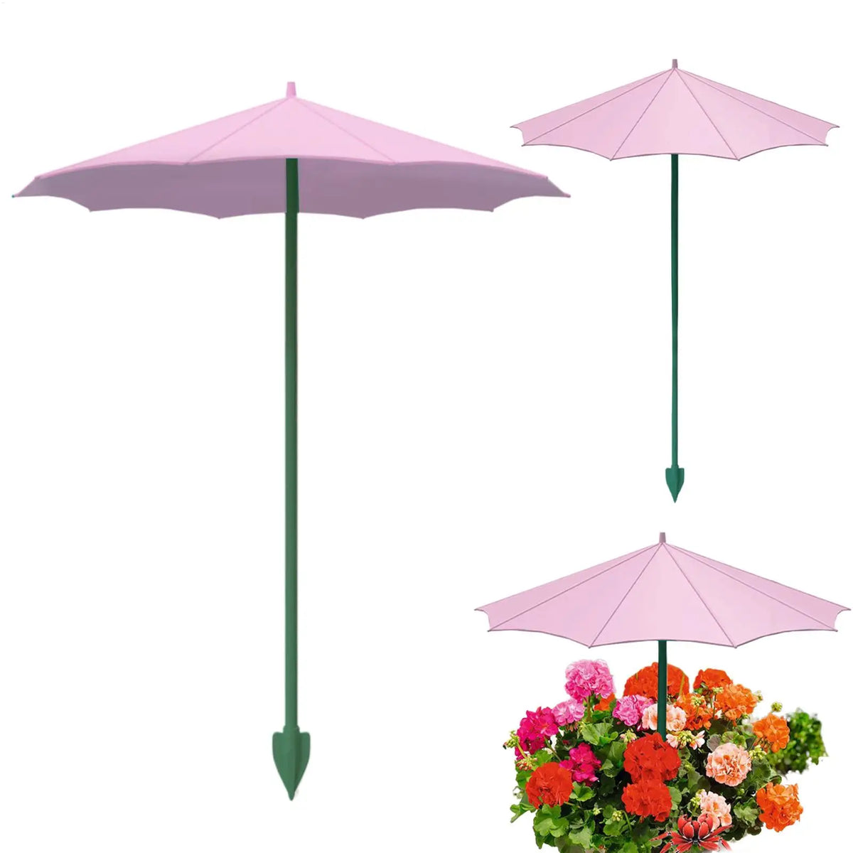 3-Pack Mini Plant Shade Umbrellas with Stakes | 26.5cm Garden Garden Plant Umbrella QXL