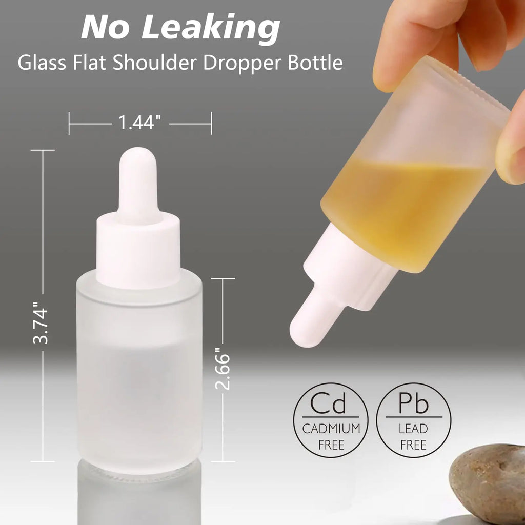 20-Pack Frosted Glass Dropper Bottles 30ml | Essential Oil Set Glass Dropper Bottles QXL