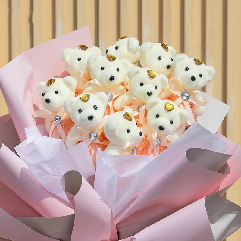 10-Pack Mini Teddy Bear Bouquet Dolls | Party & Gift Decor Plush Bear Bouquet Dolls QXL