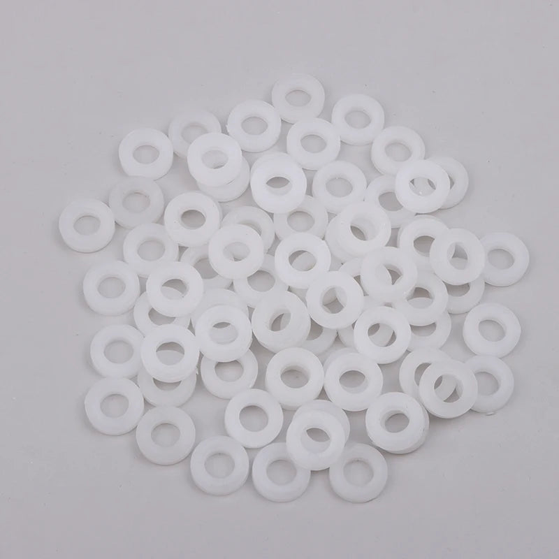 100-Pack Nylon Flat Washers for Drum Lugs | Black & White Drum Hardware Washers QXL White