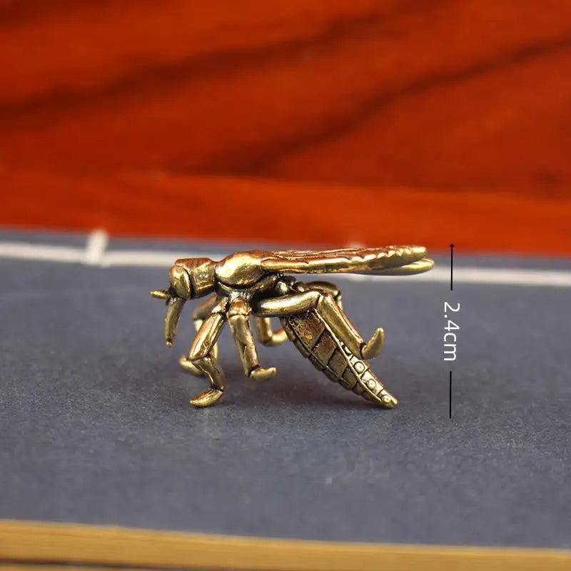Solid Brass Mosquito Statue | Vintage Insect Desk Sculpture Decorative Sculpture QXL