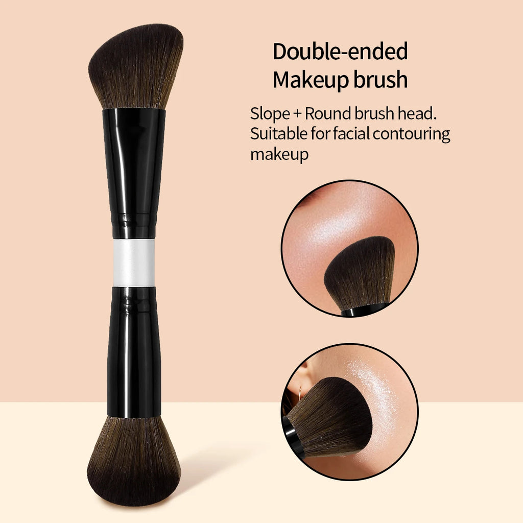 KOSSHOW Dual-Ended Contour Brush | Bronzer & Highlighter Contour Makeup Brush QXL black