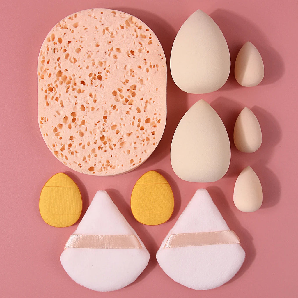 KOSSHOW 10-Pc Makeup Sponge & Powder Puff Set | All-in-One Kit Makeup Sponge Set QXL