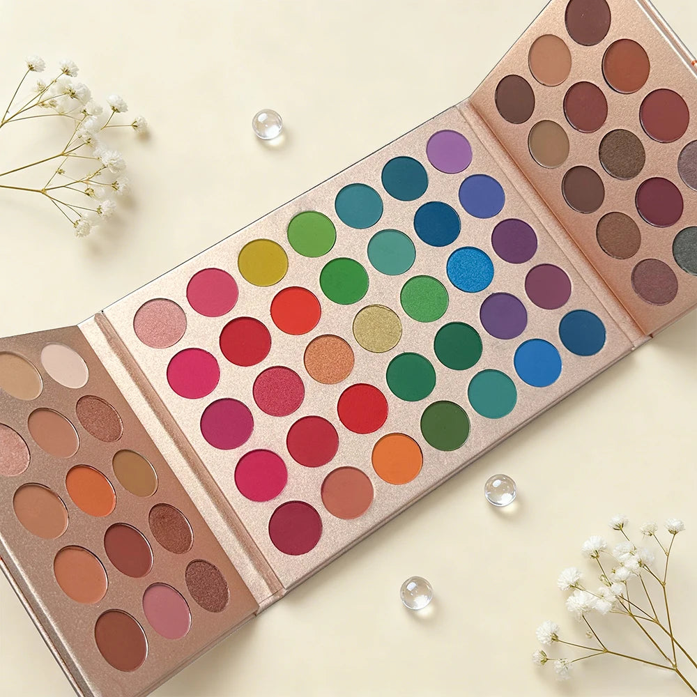 65-Color Eyeshadow Palette | Matte Shimmer Glitter Metallic Eyeshadow Palette QXL 65 Colors