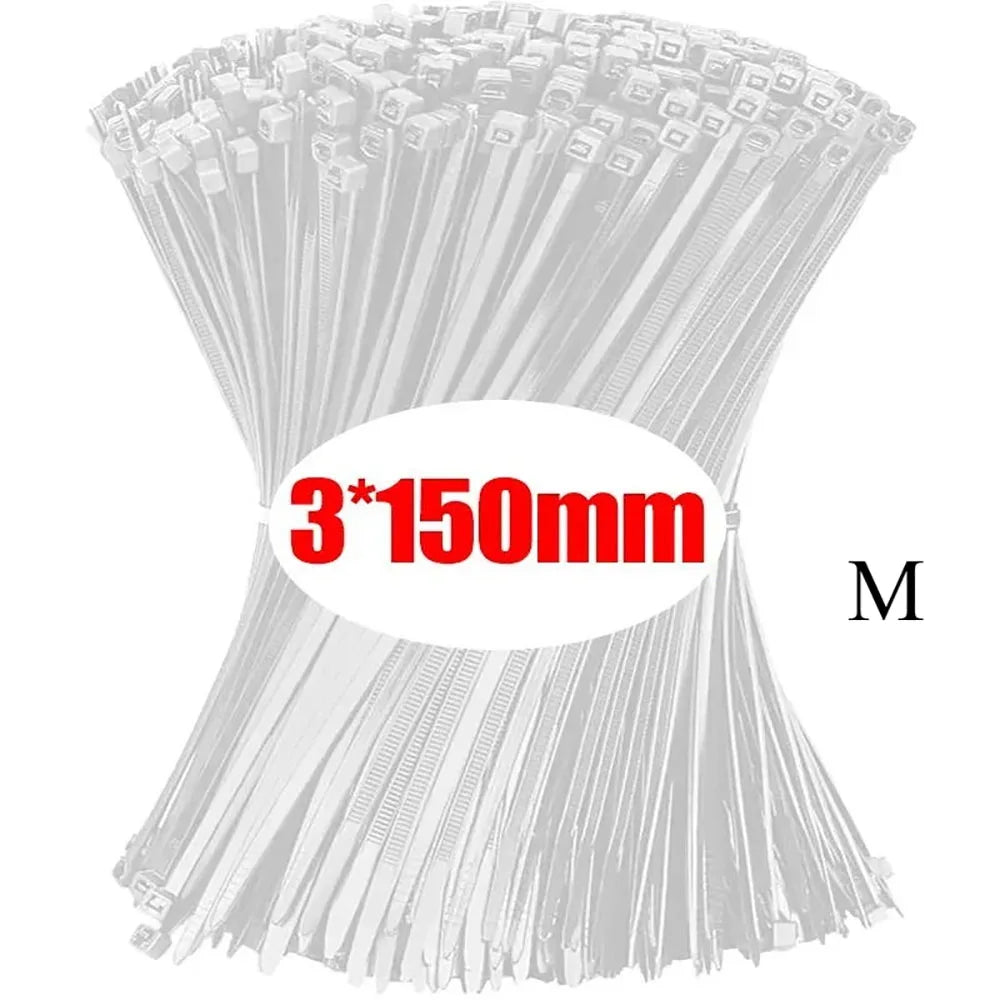 Nylon Cable Ties 100–1000 Pack | Self-Locking Cord Straps Nylon Cable Ties QXL White-3x150mm 200pcs