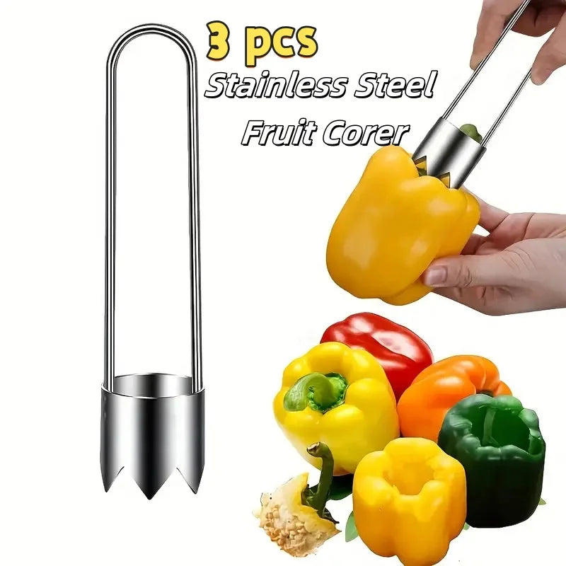 Stainless Steel Fruit & Vegetable Corer – Apple, Pepper, Tomato Fruit Vegetable Corer QXL