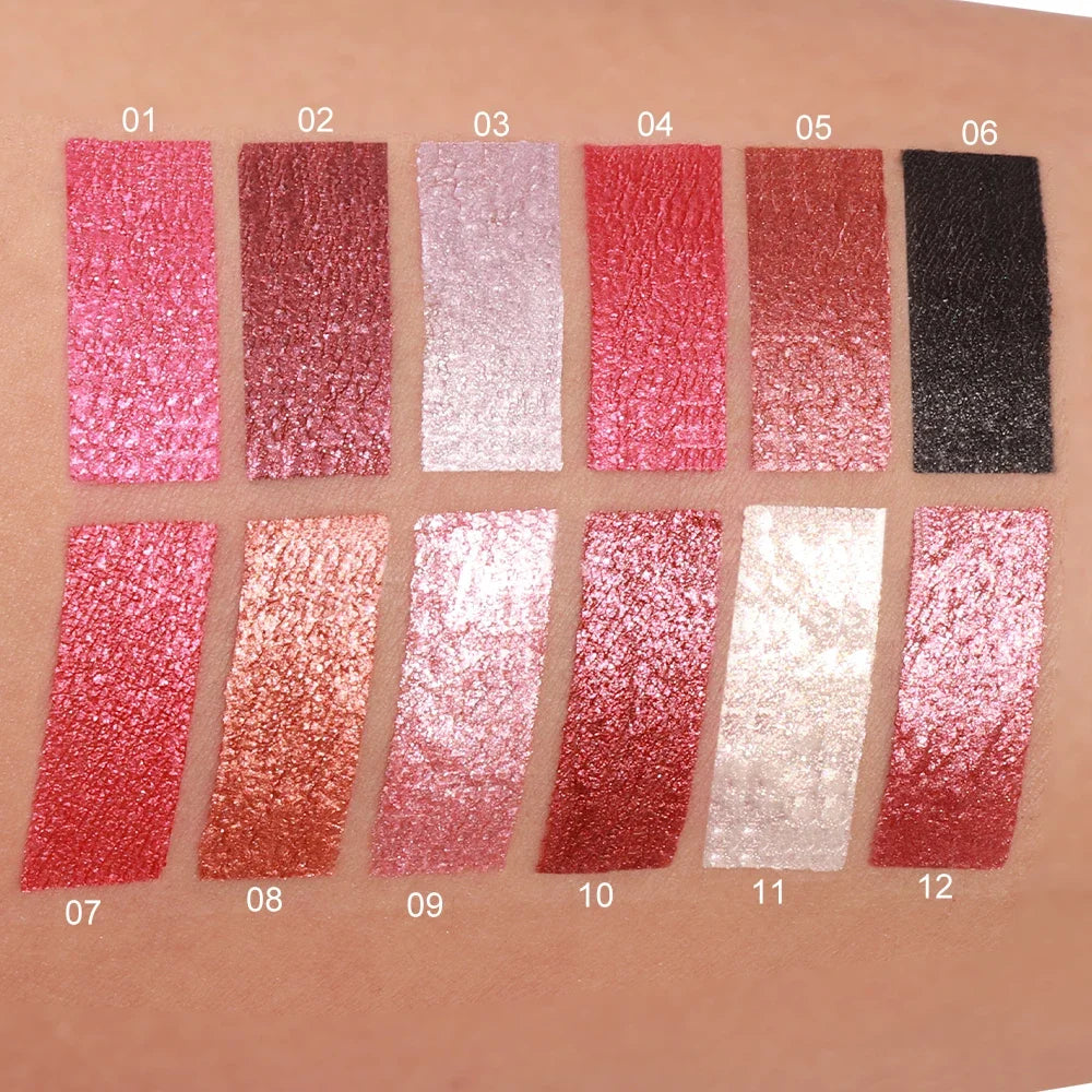 DUNUF Shimmer Lip Gloss – 12 Colors, Waterproof & Moisturizing Shimmer Lip Gloss QXL