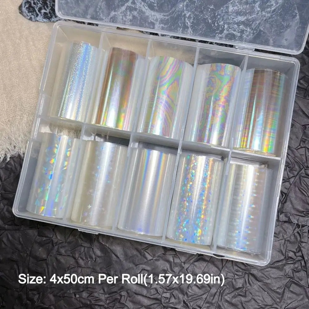 Holographic Mermaid Nail Foil Transfer Stickers | Aurora DIY Nail Foil Stickers QXL