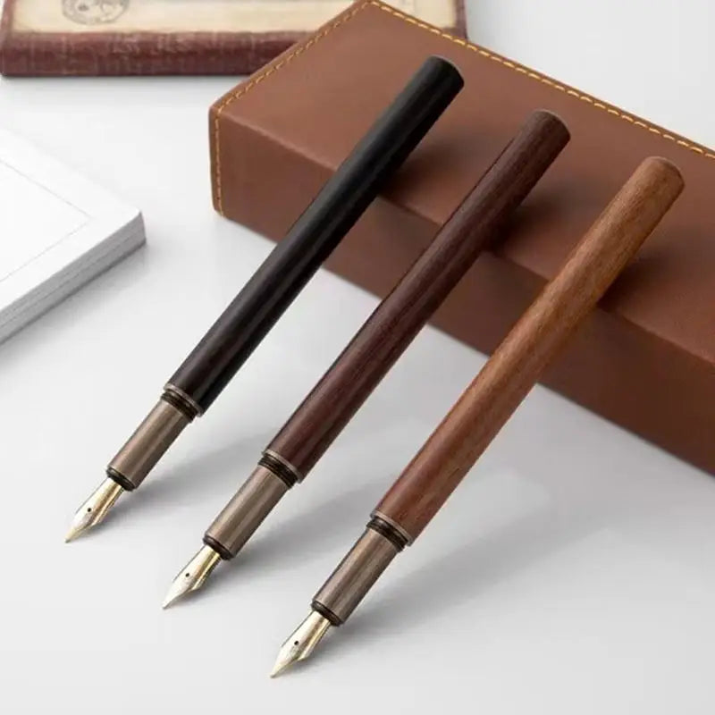 Retro Wood & Bronze Fountain Pen | Fine Nib Calligraphy Fountain Pen QXL